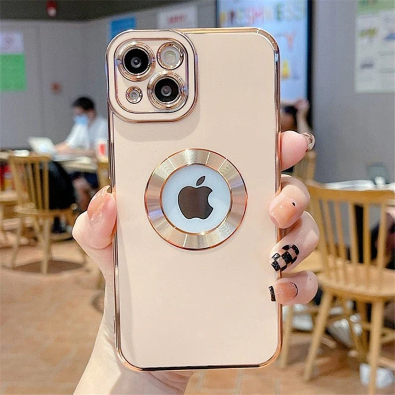 Luxury Gold Plated Logo Hole Phone Case For iPhone - Image 19
