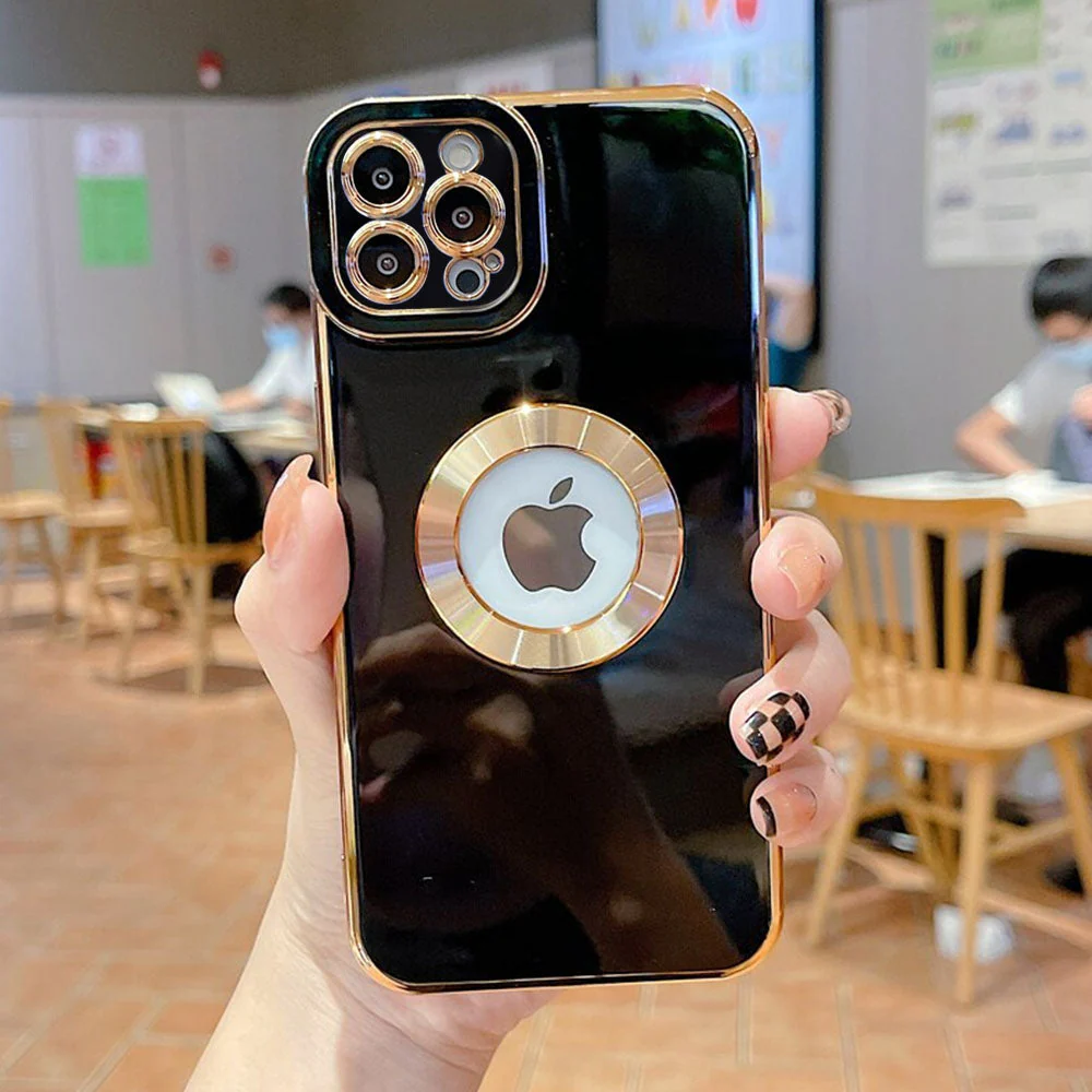Luxury Gold Plated Logo Hole Phone Case For iPhone - Image 8