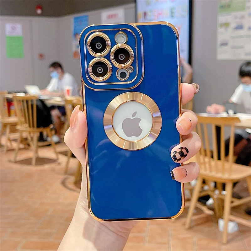 Luxury Gold Plated Logo Hole Phone Case For iPhone - Image 11