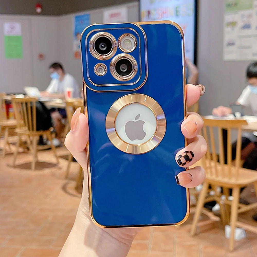 Luxury Gold Plated Logo Hole Phone Case For iPhone - Image 12