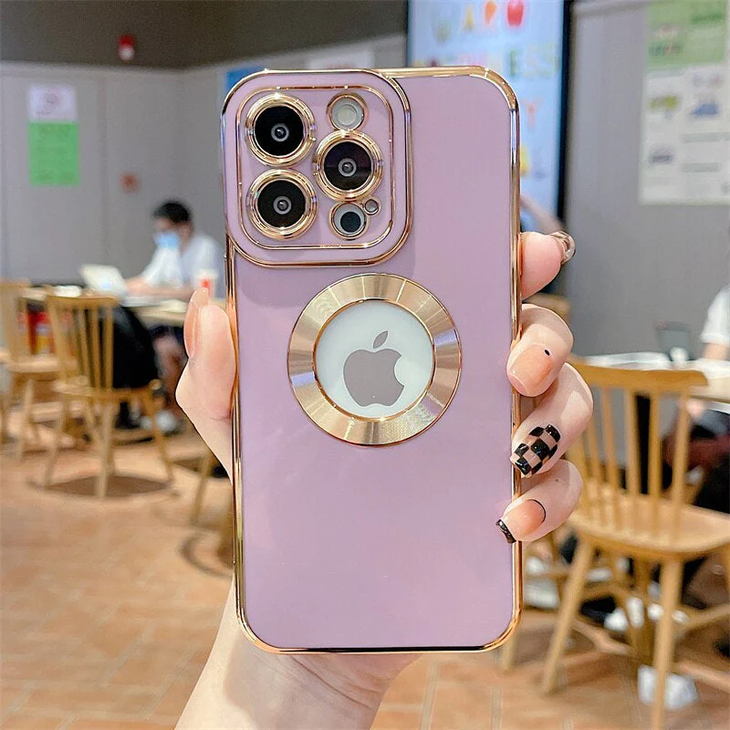 Luxury Gold Plated Logo Hole Phone Case For iPhone - Image 17