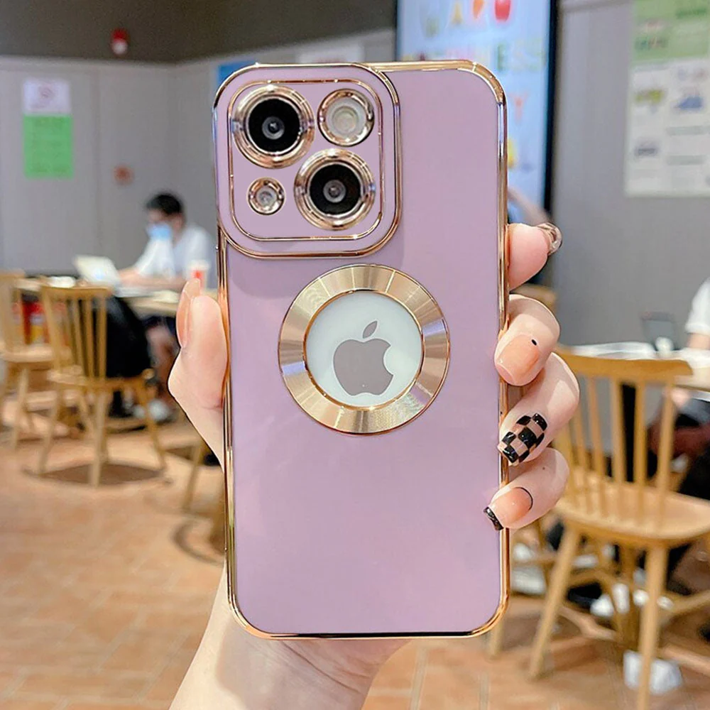Luxury Gold Plated Logo Hole Phone Case For iPhone - Image 18