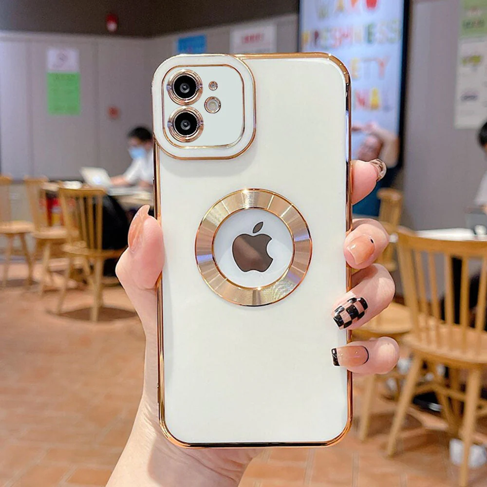 Luxury Gold Plated Logo Hole Phone Case For iPhone - Image 22