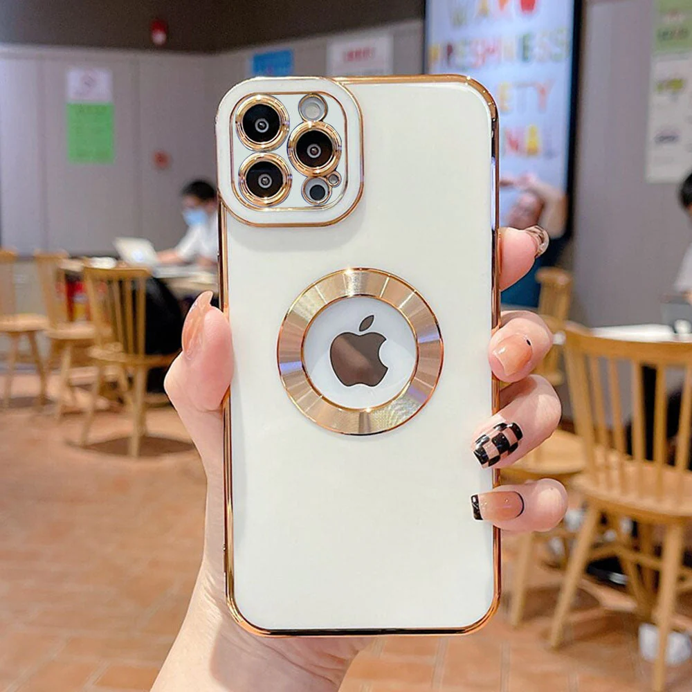 Luxury Gold Plated Logo Hole Phone Case For iPhone - Image 23