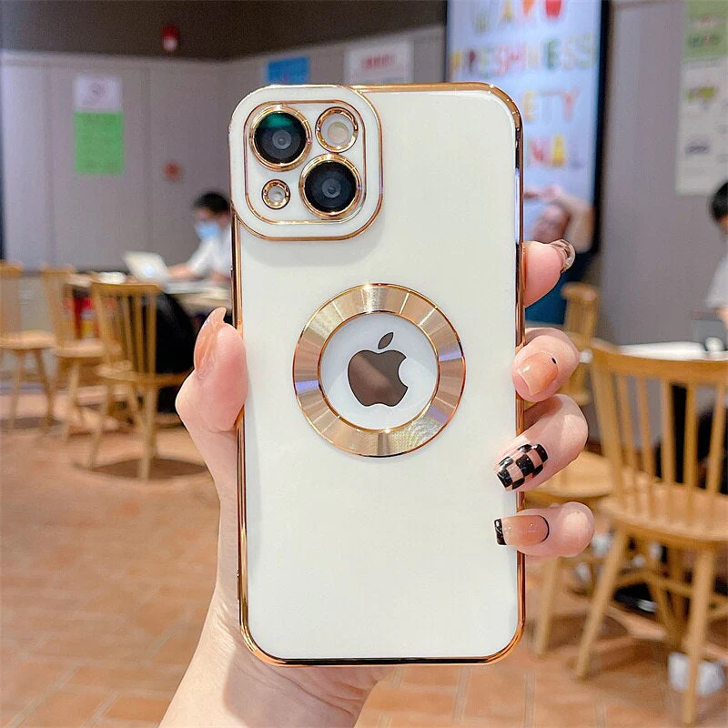 Luxury Gold Plated Logo Hole Phone Case For iPhone - Image 24