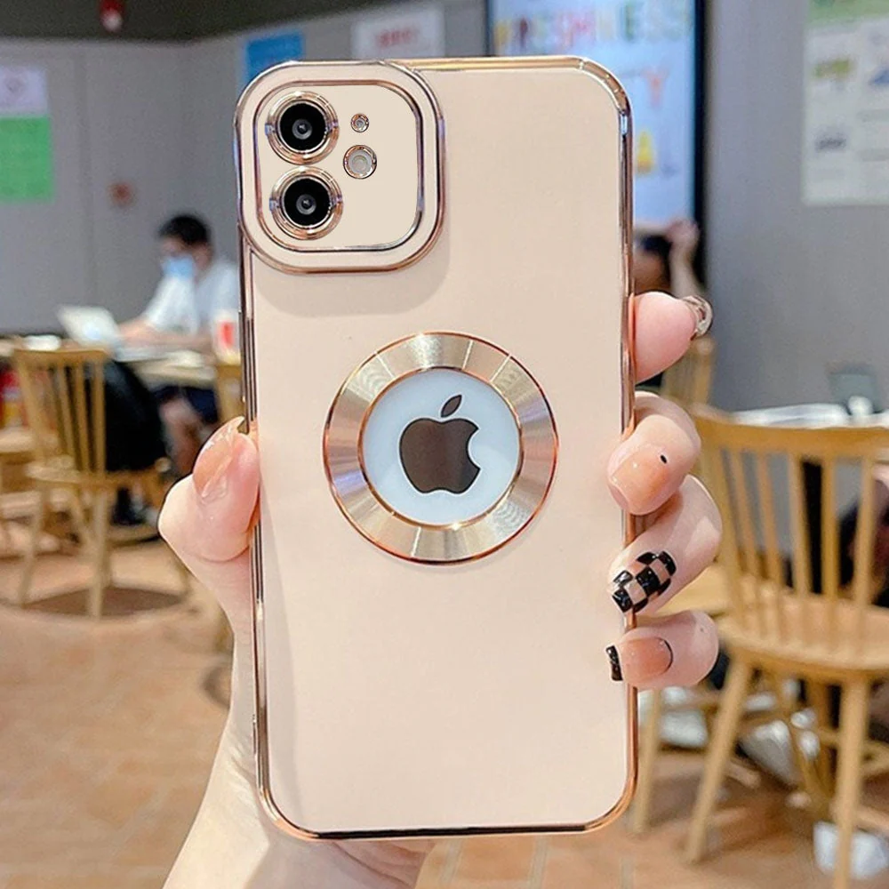 Luxury Gold Plated Logo Hole Phone Case For iPhone - Image 25