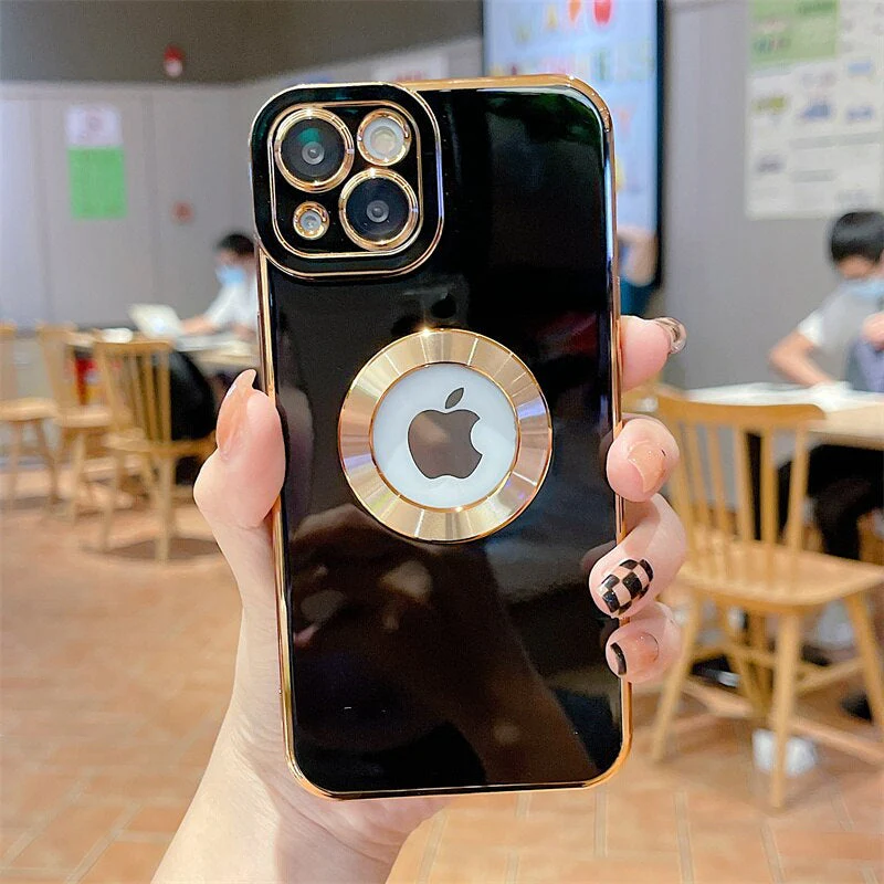 Luxury Gold Plated Logo Hole Phone Case For iPhone - Image 9