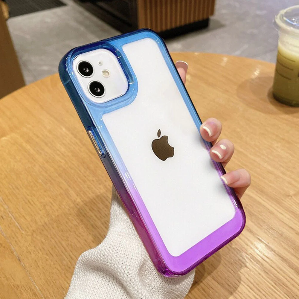 LuxuryKase Acrylic Shockproof Gradient Rainbow Color Bumper Case for Iphone - Image 16