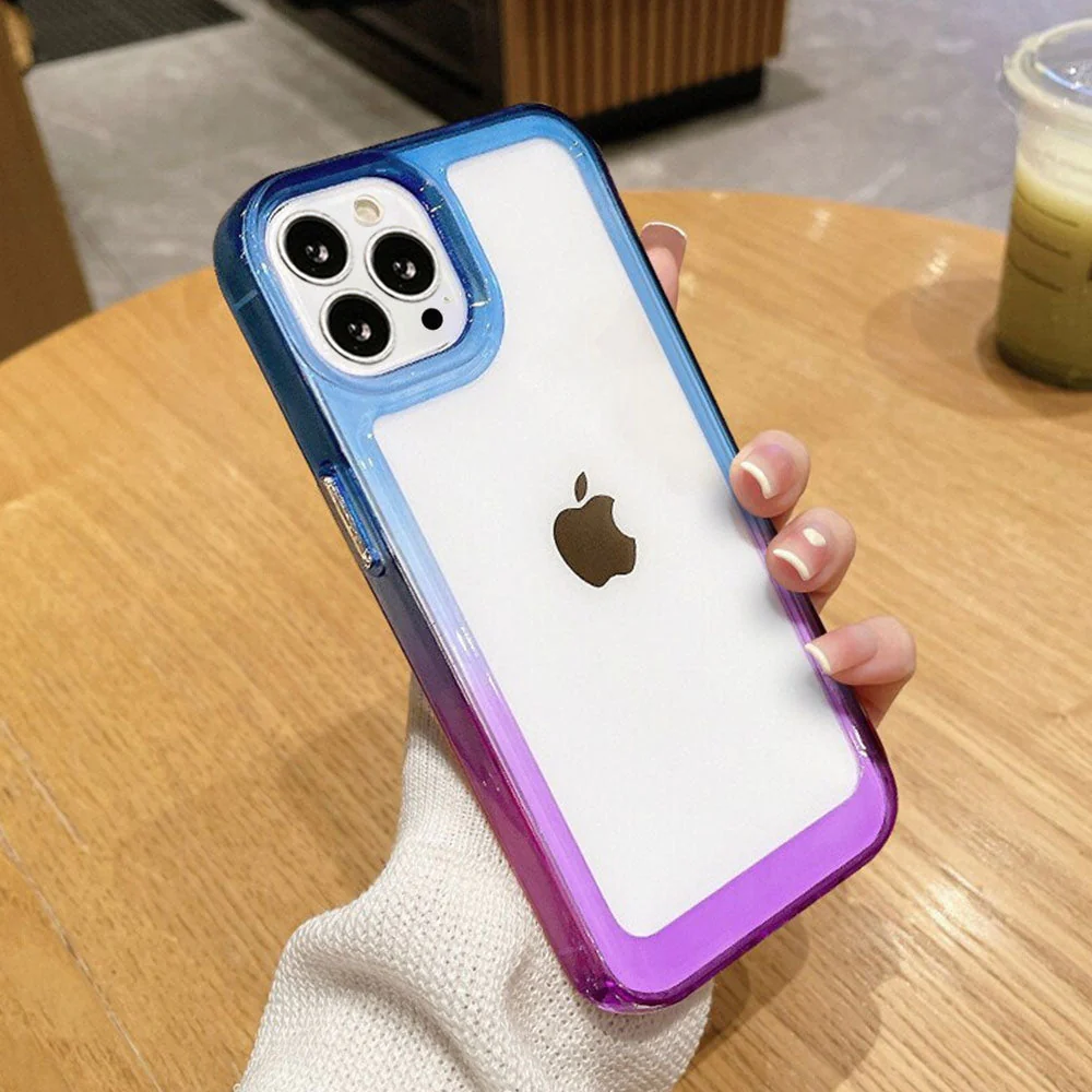 LuxuryKase Acrylic Shockproof Gradient Rainbow Color Bumper Case for Iphone - Image 17