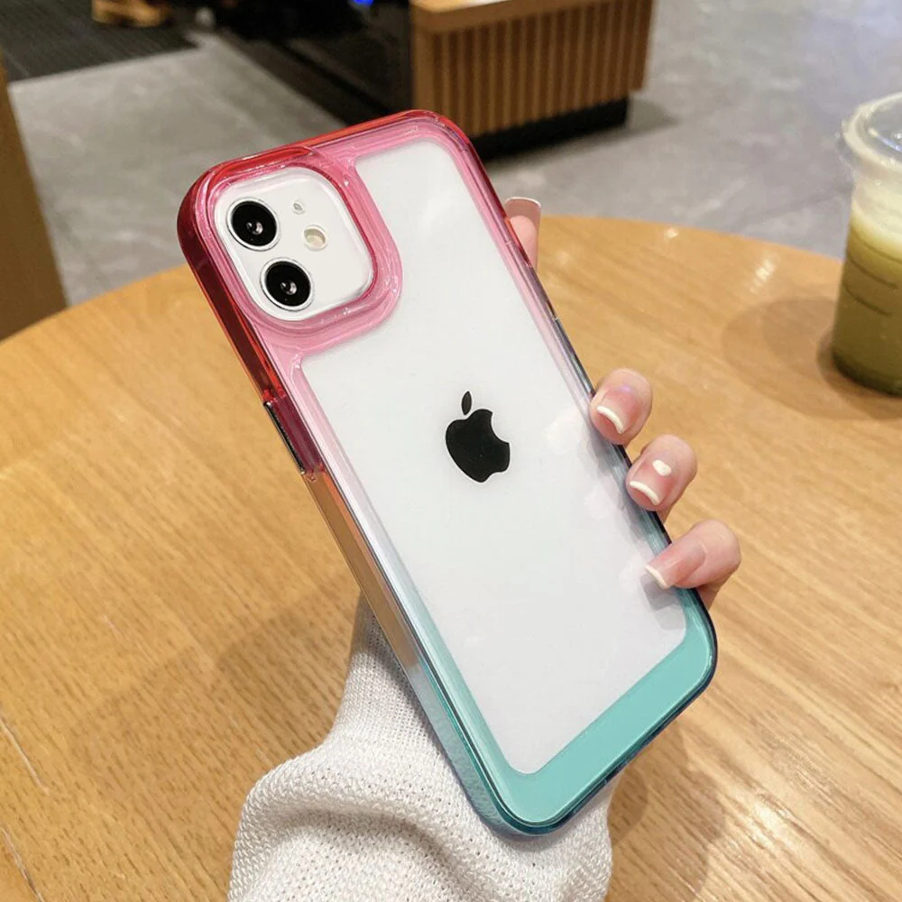 LuxuryKase Acrylic Shockproof Gradient Rainbow Color Bumper Case for Iphone - Image 22