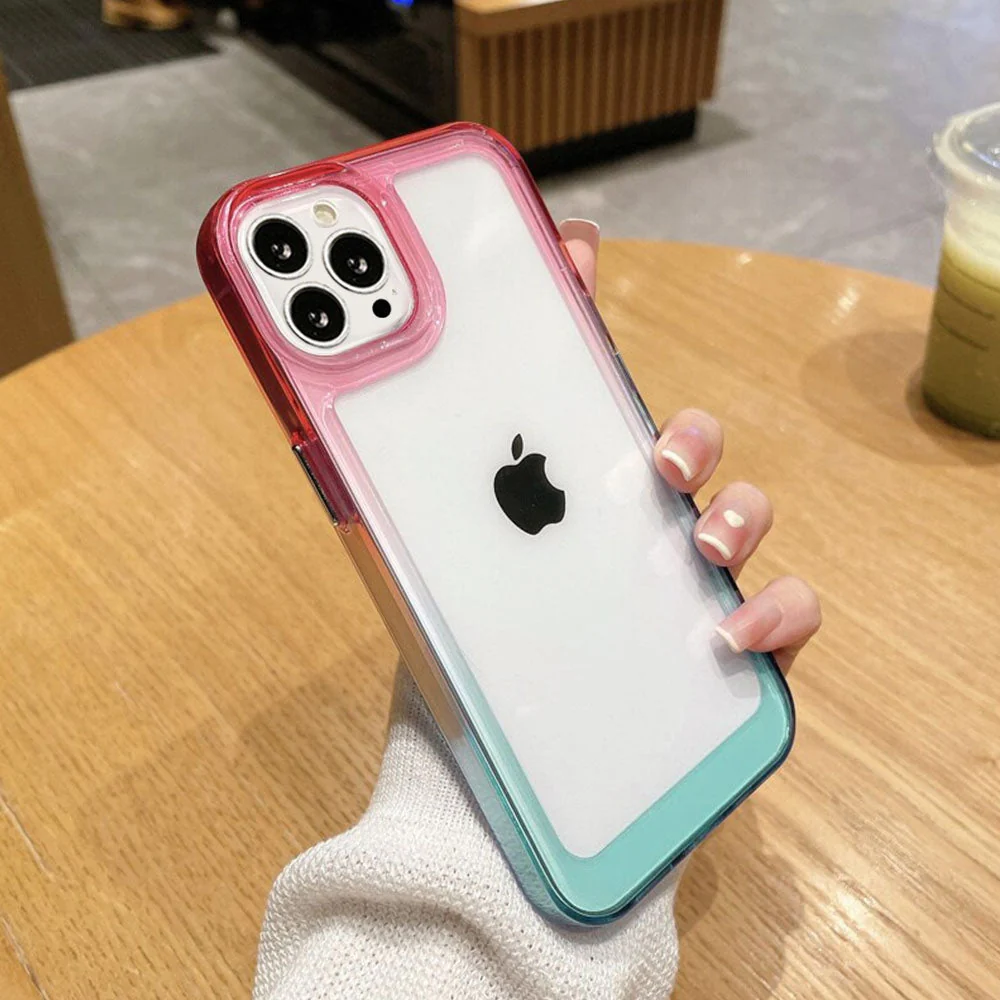 LuxuryKase Acrylic Shockproof Gradient Rainbow Color Bumper Case for Iphone - Image 23
