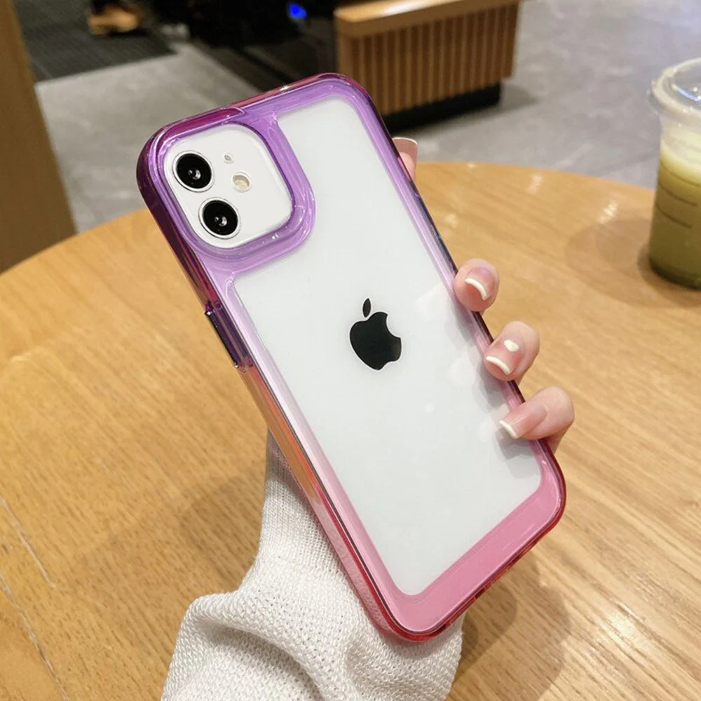 LuxuryKase Acrylic Shockproof Gradient Rainbow Color Bumper Case for Iphone - Image 25