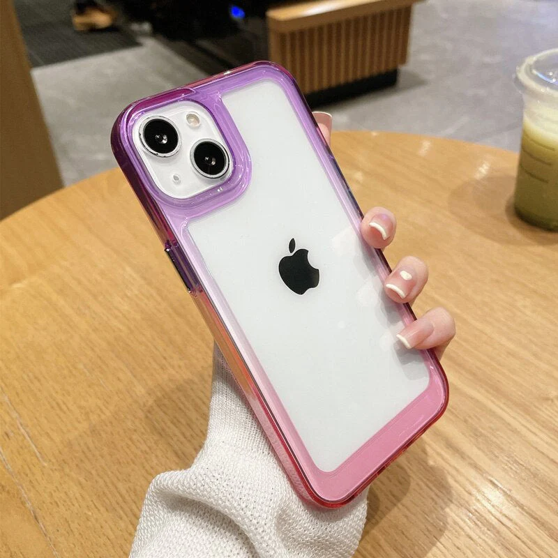 LuxuryKase Acrylic Shockproof Gradient Rainbow Color Bumper Case for Iphone - Image 27