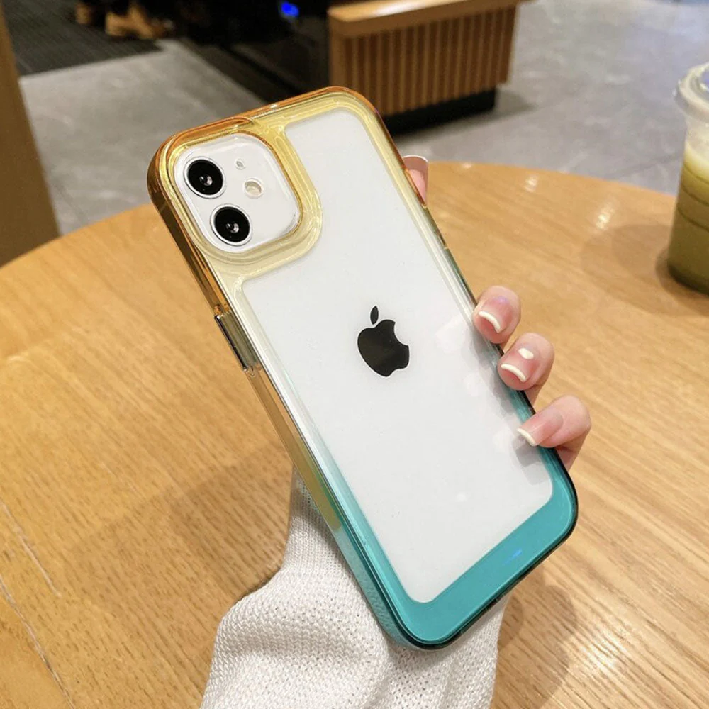 LuxuryKase Acrylic Shockproof Gradient Rainbow Color Bumper Case for Iphone - Image 28