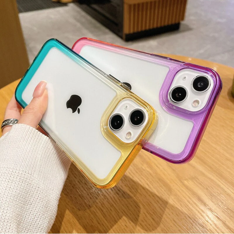 LuxuryKase Acrylic Shockproof Gradient Rainbow Color Bumper Case for Iphone - Image 3