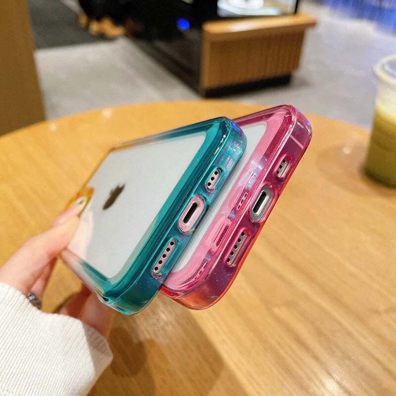 LuxuryKase Acrylic Shockproof Gradient Rainbow Color Bumper Case for Iphone - Image 5