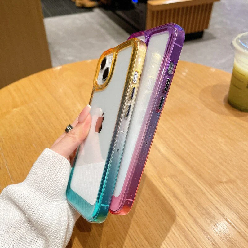 LuxuryKase Acrylic Shockproof Gradient Rainbow Color Bumper Case for Iphone - Image 6