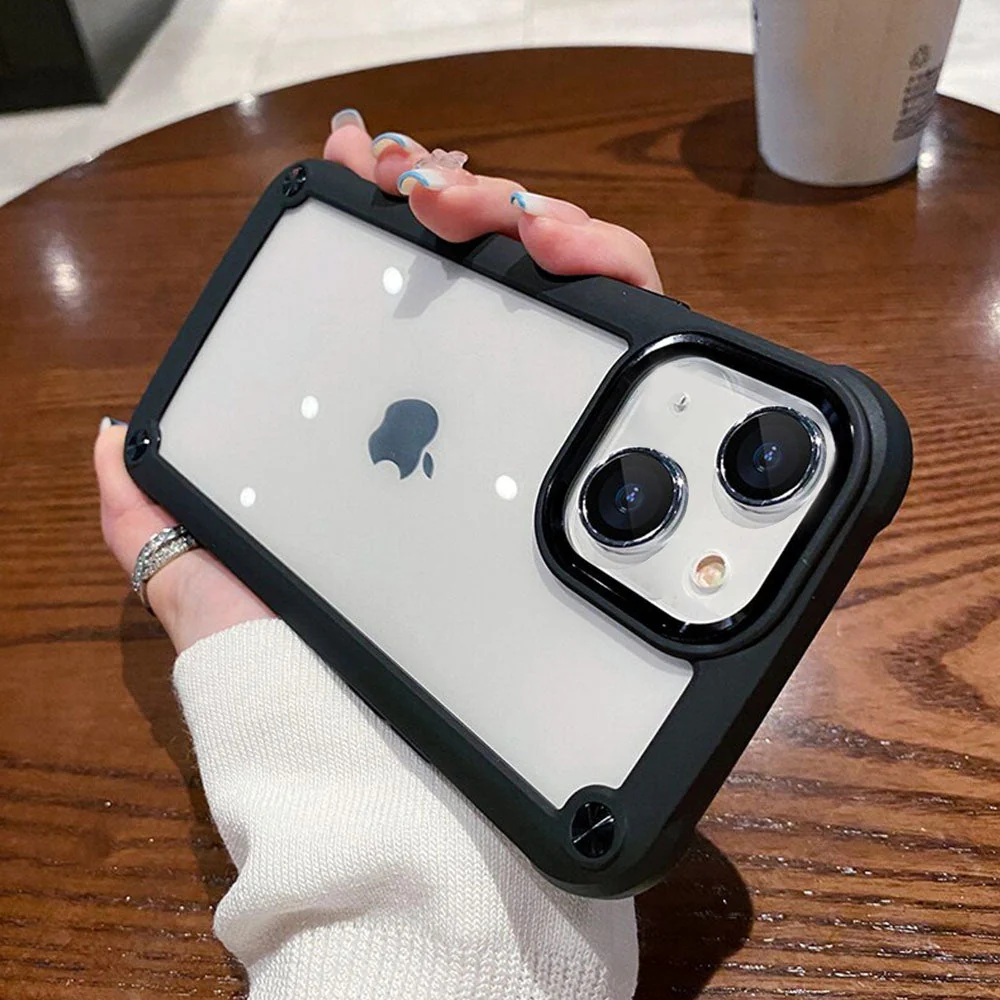Luxurykase Clear Acrylic Metal Button Hard Case For Iphone - Image 12