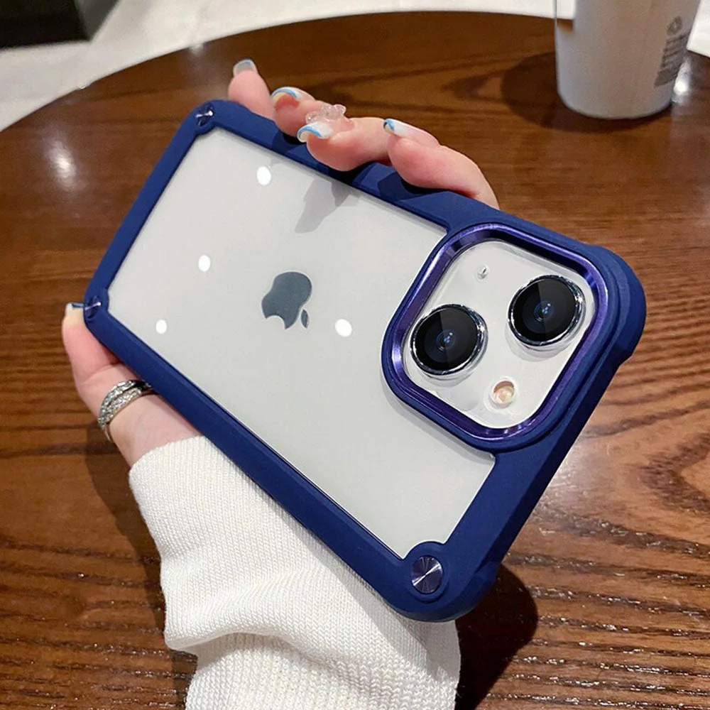 Luxurykase Clear Acrylic Metal Button Hard Case For Iphone - Image 15