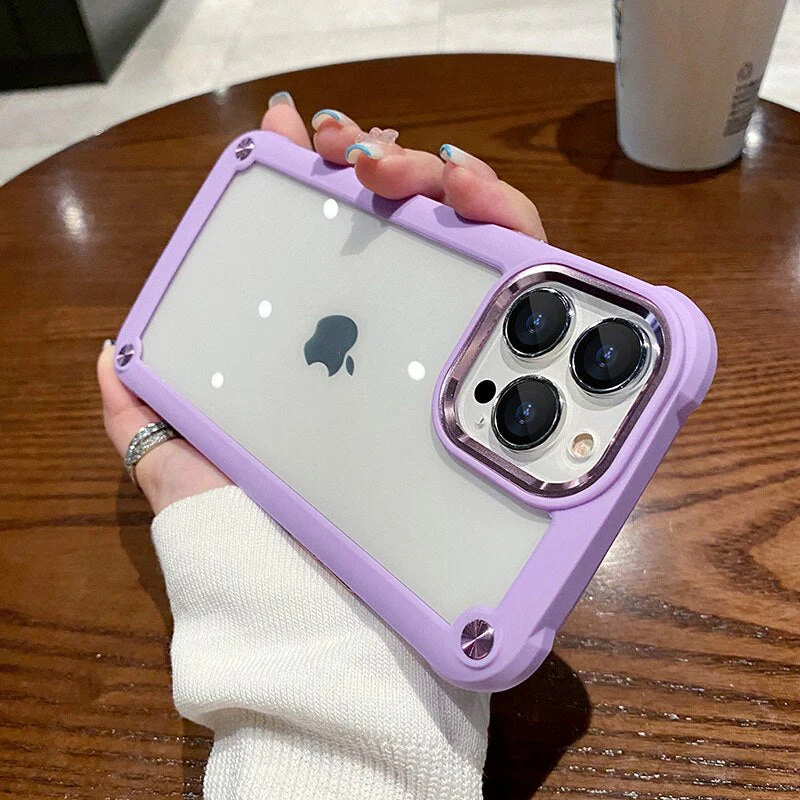 Luxurykase Clear Acrylic Metal Button Hard Case For Iphone - Image 20