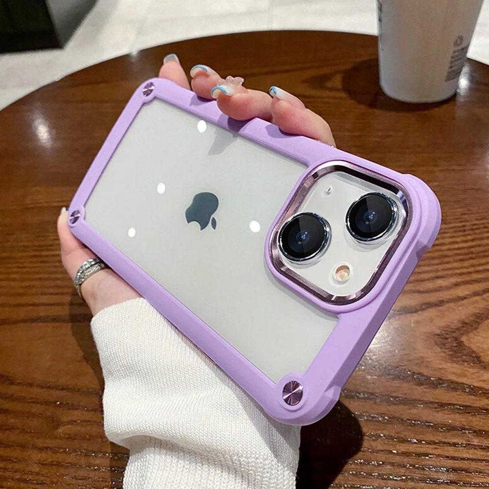 Luxurykase Clear Acrylic Metal Button Hard Case For Iphone - Image 21