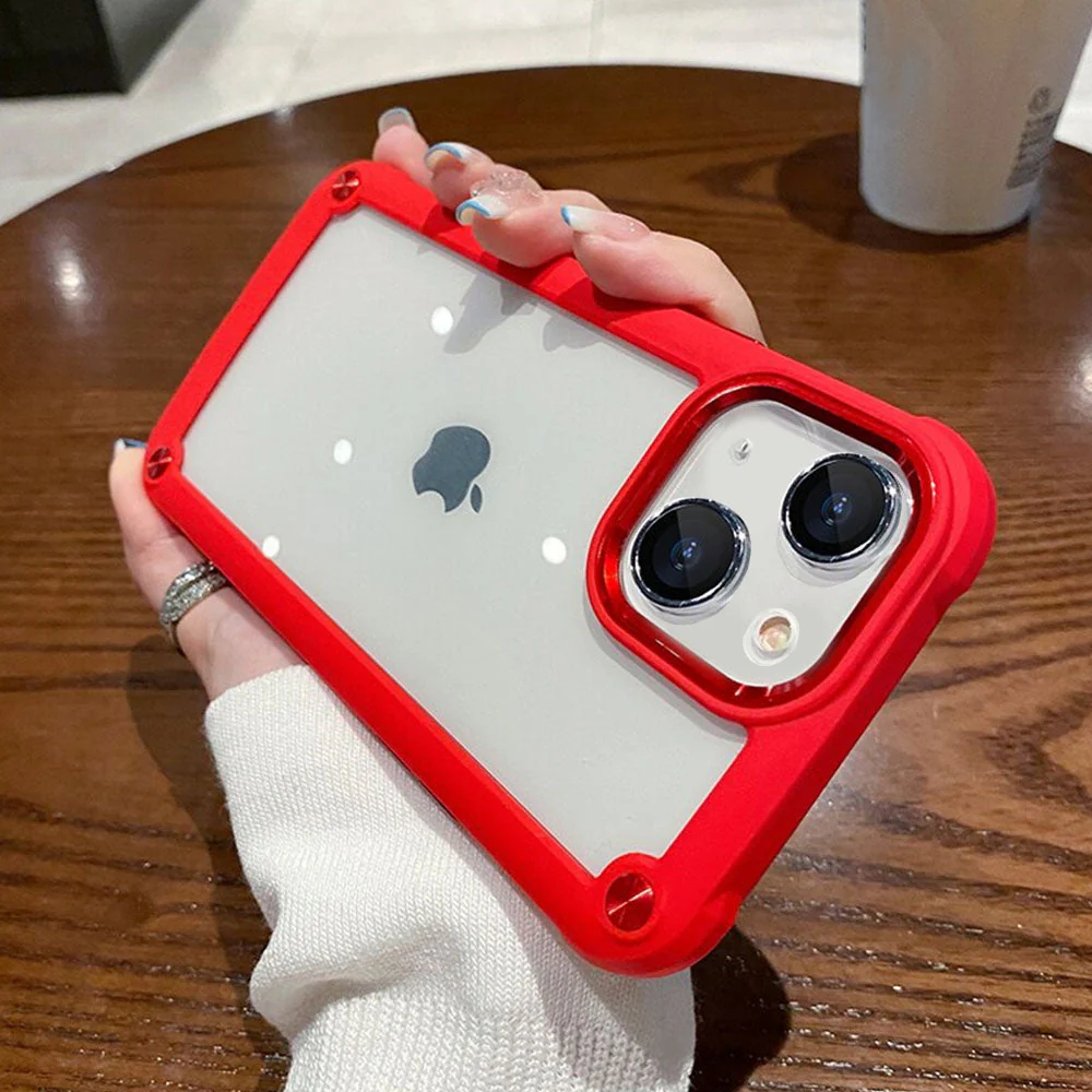 Luxurykase Clear Acrylic Metal Button Hard Case For Iphone - Image 24