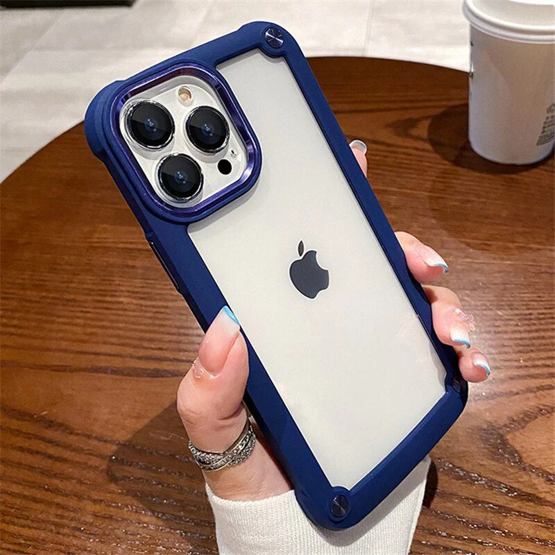 Luxurykase Clear Acrylic Metal Button Hard Case For Iphone - Image 4