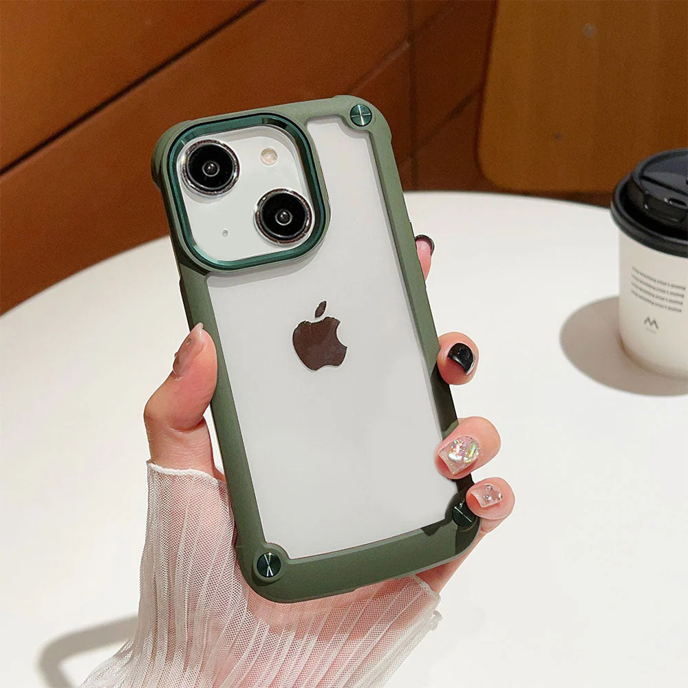LuxuryKase Clear Armor Shockproof Acrylic Metal Button Hard Case Cover For Iphone - Image 10