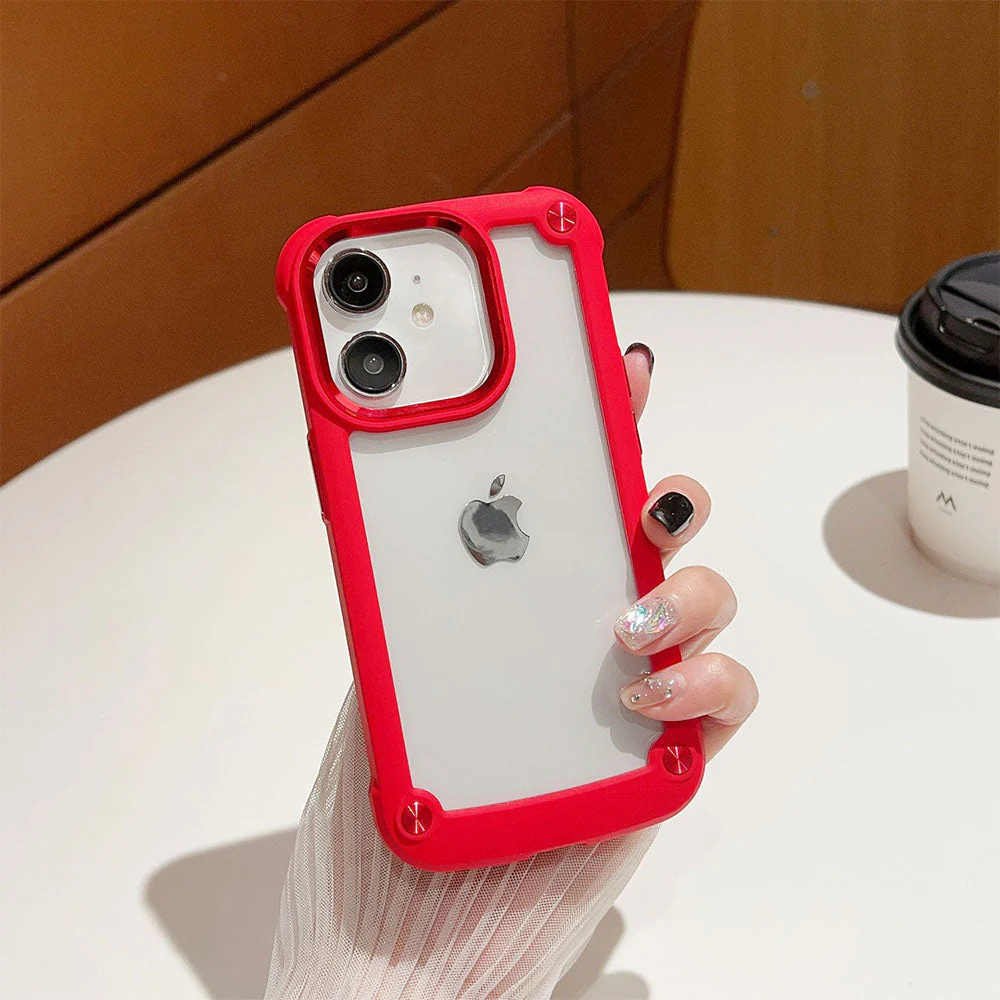LuxuryKase Clear Armor Shockproof Acrylic Metal Button Hard Case Cover For Iphone - Image 14