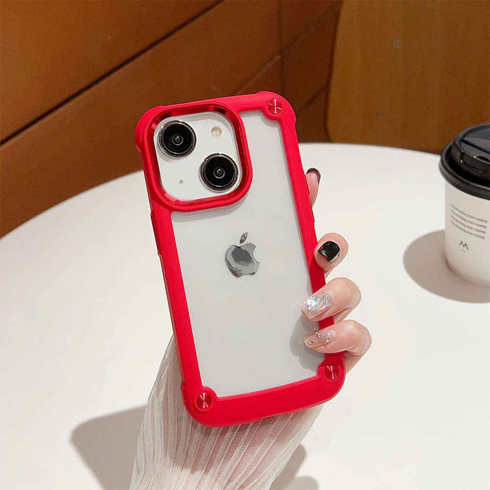 LuxuryKase Clear Armor Shockproof Acrylic Metal Button Hard Case Cover For Iphone - Image 16