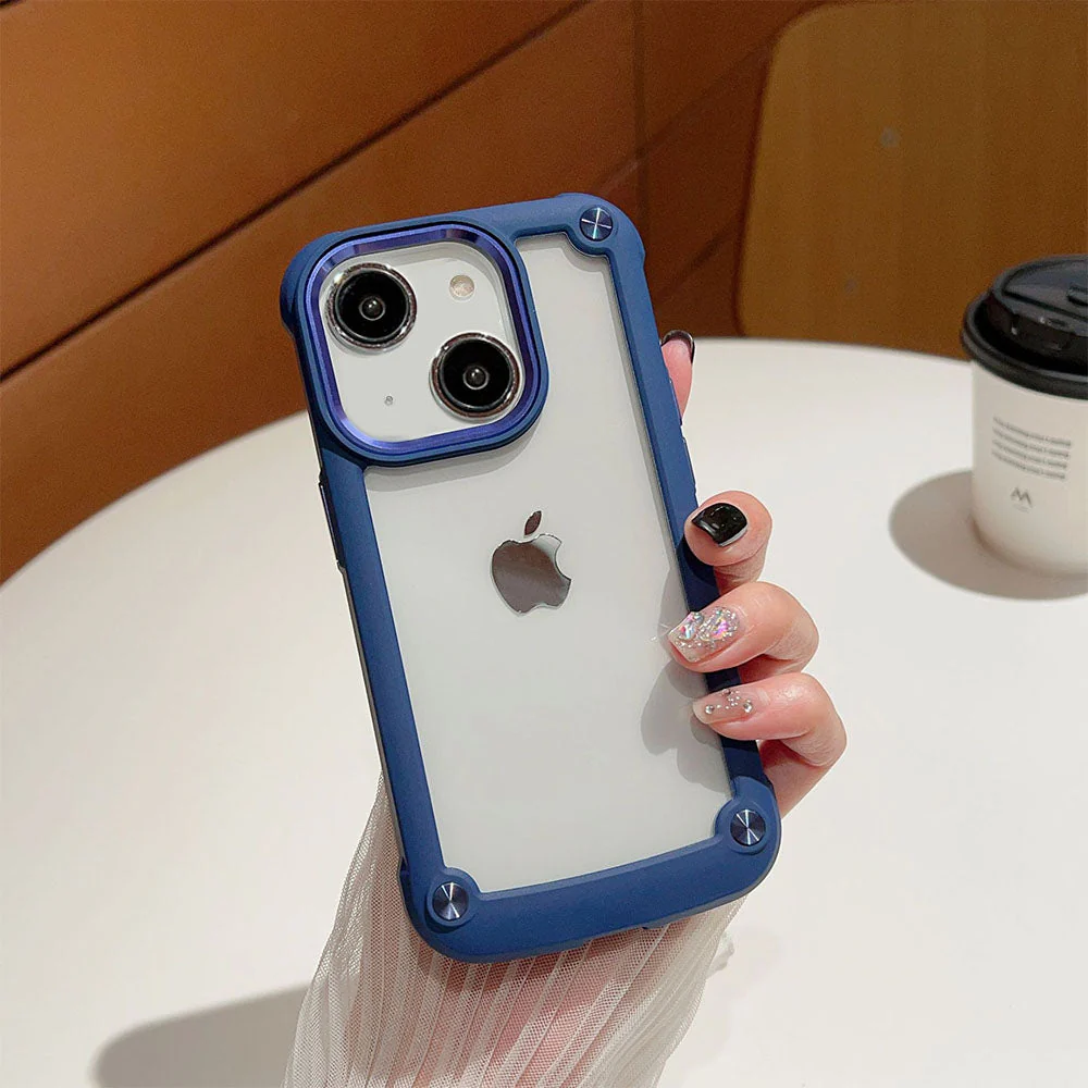 LuxuryKase Clear Armor Shockproof Acrylic Metal Button Hard Case Cover For Iphone - Image 7