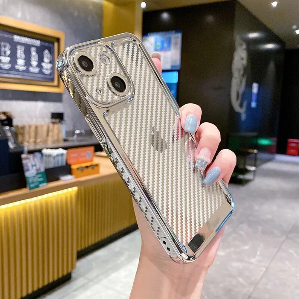 LuxuryKase Creative Plating Carbon Fiber Case Cover for iPhone - Image 13