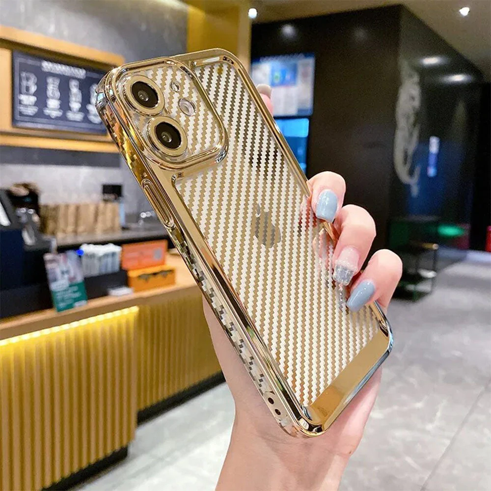 LuxuryKase Creative Plating Carbon Fiber Case Cover for iPhone - Image 5