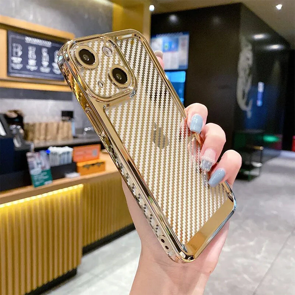 LuxuryKase Creative Plating Carbon Fiber Case Cover for iPhone - Image 7