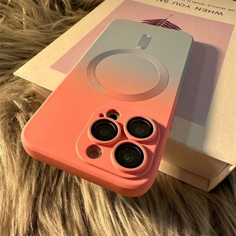 LuxuryKase Gradient Mag-Safe Case | Soft Silicone Shockproof Cover with Camera Protection | Slim Lightweight Design | Smooth Touch & Durable For iPhone - Image 3