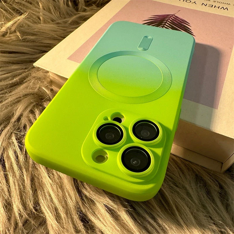 LuxuryKase Gradient Mag-Safe Case | Soft Silicone Shockproof Cover with Camera Protection | Slim Lightweight Design | Smooth Touch & Durable For iPhone - Image 6