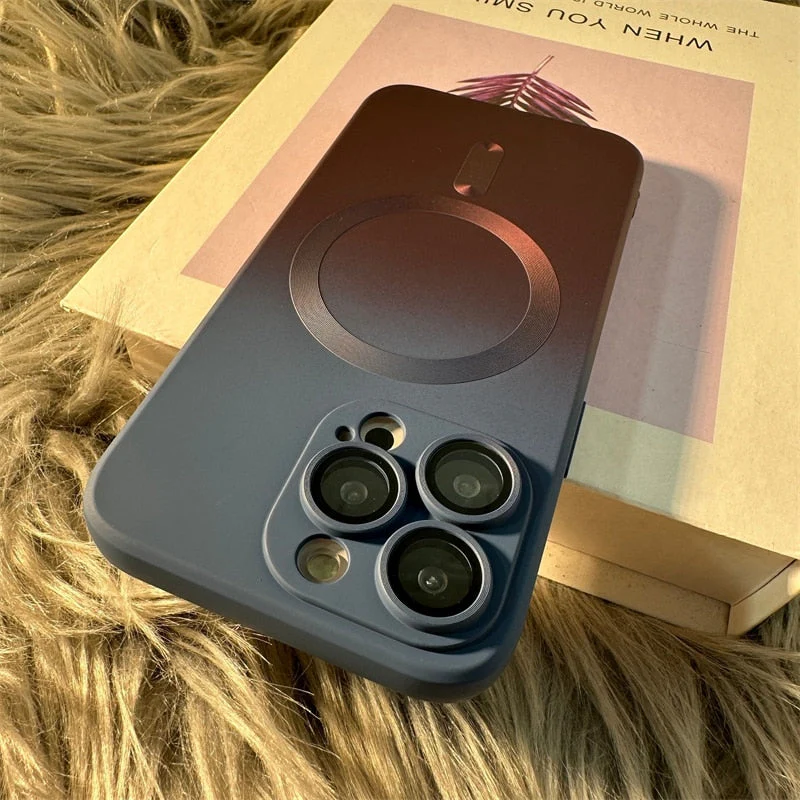 LuxuryKase Gradient Mag-Safe Case | Soft Silicone Shockproof Cover with Camera Protection | Slim Lightweight Design | Smooth Touch & Durable For iPhone - Image 9