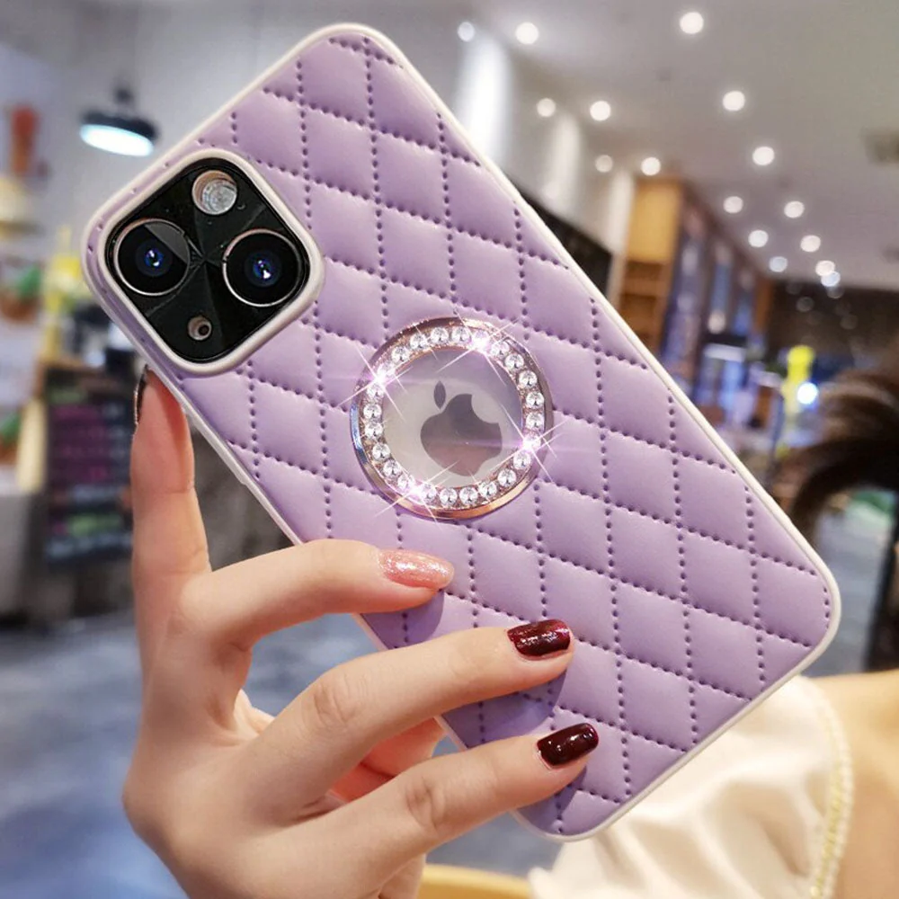 LuxuryKase Grid Glitter, Diamond Clear Logo, Jewelled Leather Case Cover For Iphone - Image 10