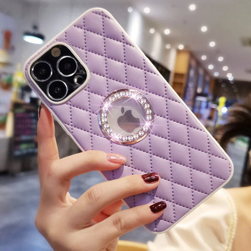 LuxuryKase Grid Glitter, Diamond Clear Logo, Jewelled Leather Case Cover For Iphone - Image 11