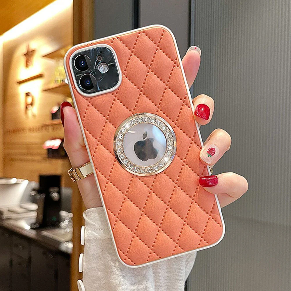 LuxuryKase Grid Glitter, Diamond Clear Logo, Jewelled Leather Case Cover For Iphone - Image 20