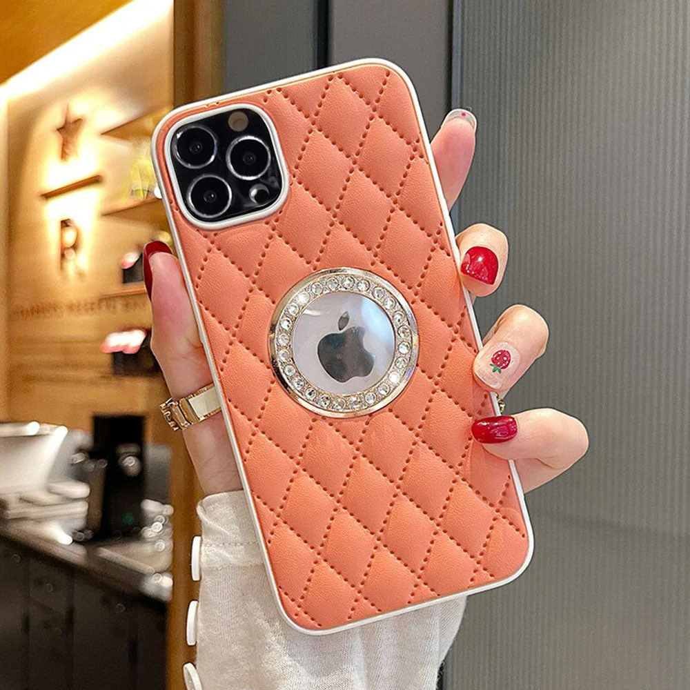 LuxuryKase Grid Glitter, Diamond Clear Logo, Jewelled Leather Case Cover For Iphone - Image 21
