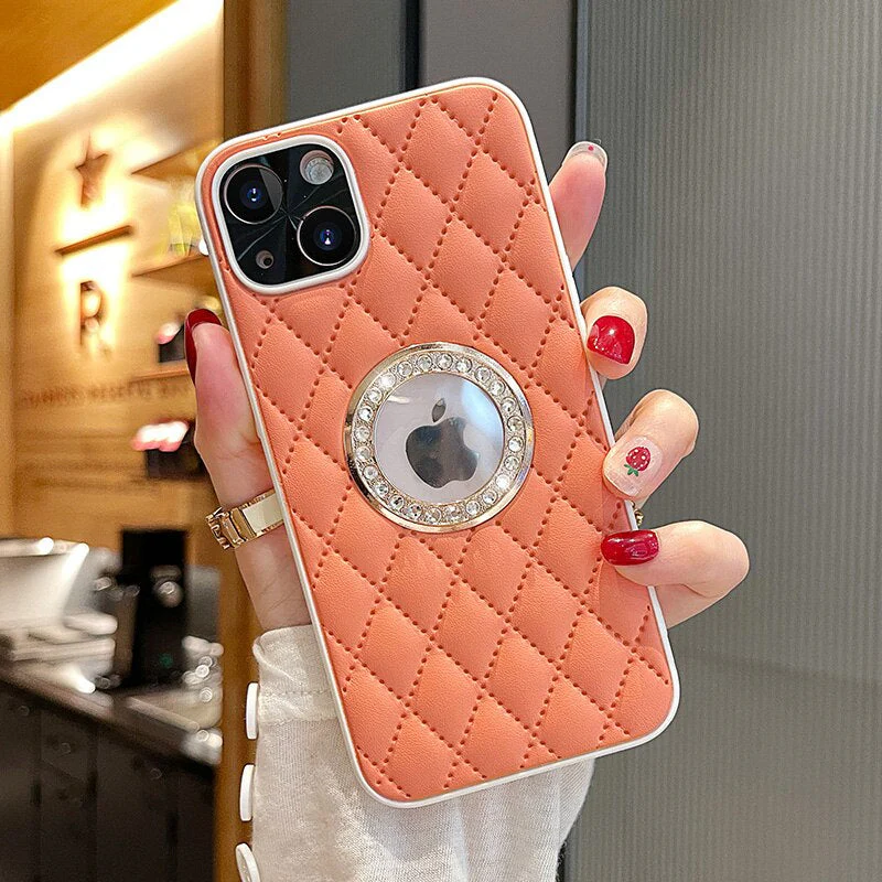 LuxuryKase Grid Glitter, Diamond Clear Logo, Jewelled Leather Case Cover For Iphone - Image 22