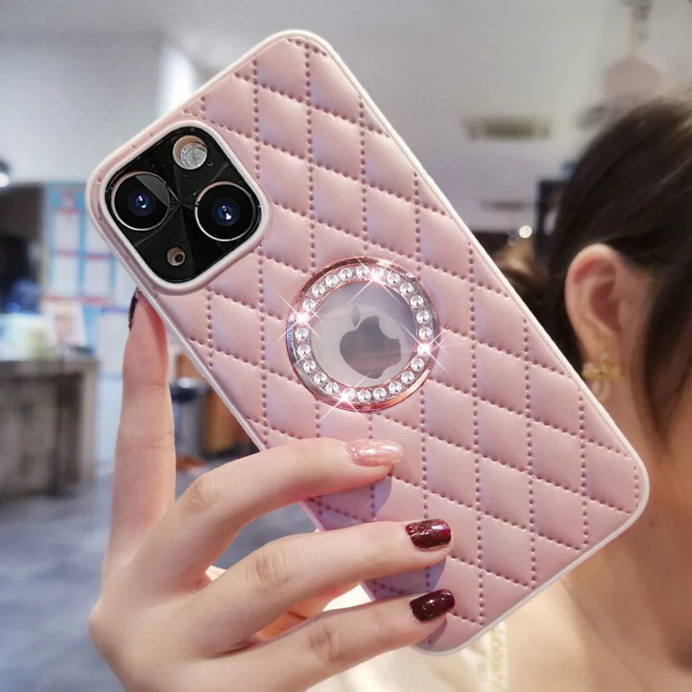 LuxuryKase Grid Glitter, Diamond Clear Logo, Jewelled Leather Case Cover For Iphone - Image 25