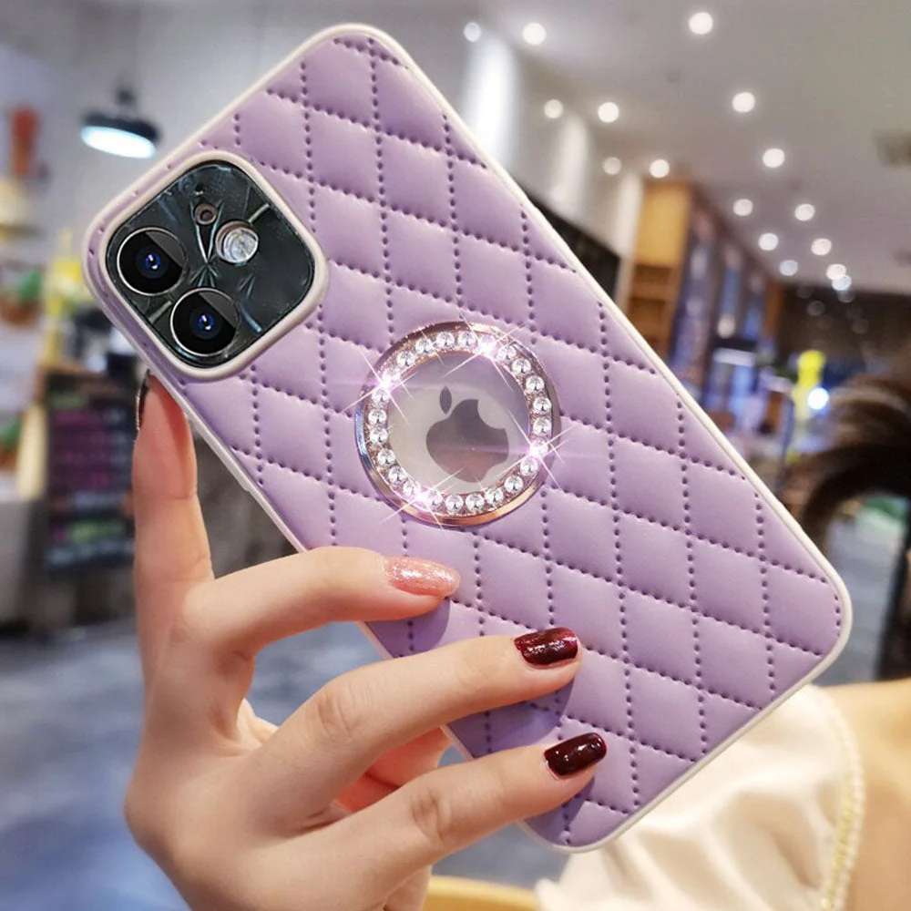 LuxuryKase Grid Glitter, Diamond Clear Logo, Jewelled Leather Case Cover For Iphone - Image 26