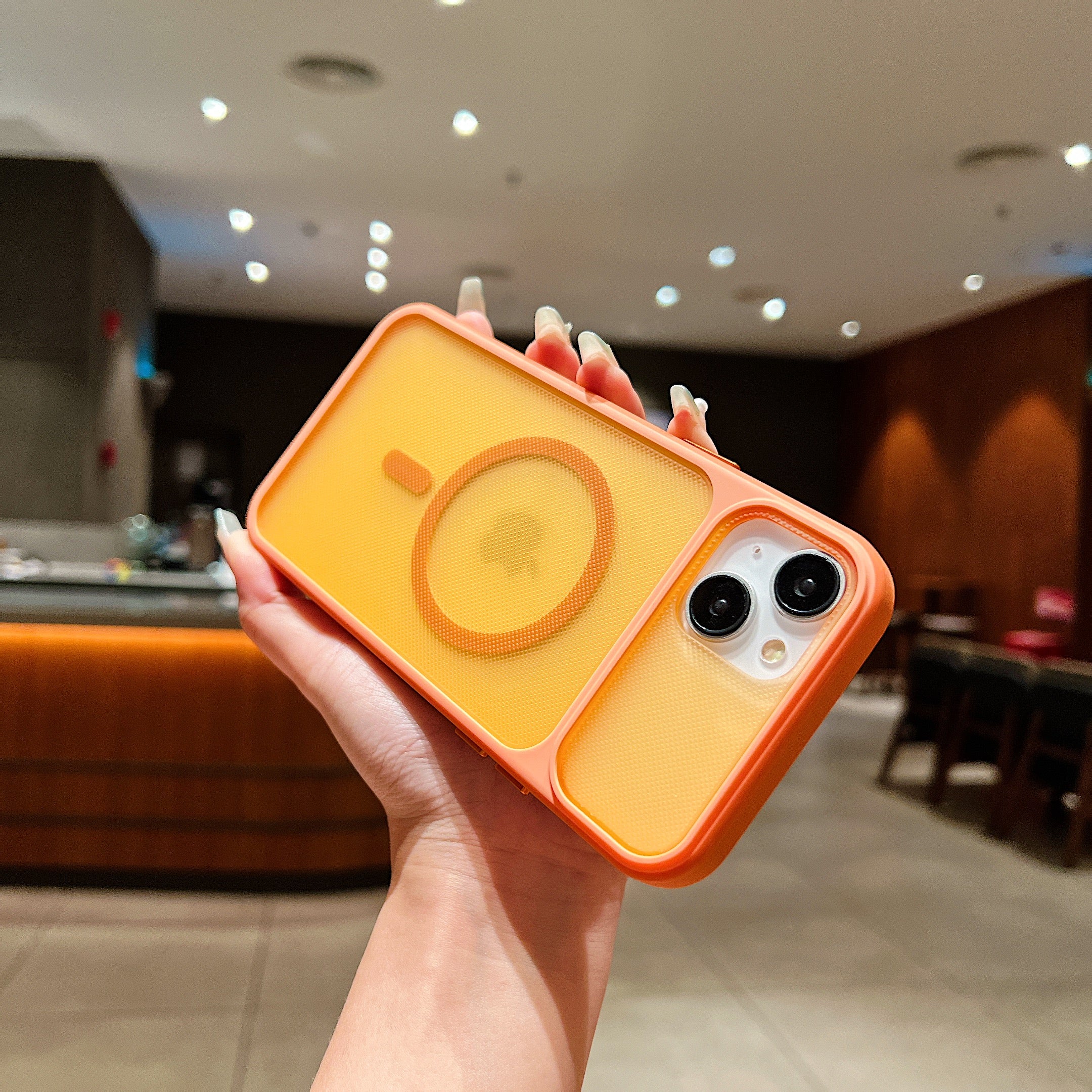 LuxuryKase Hybrid Clear Translucent Case | Matte Dotted Hard PC Back | TPU Textured Grip Frame | Metallic Buttons | Raised Camera Protection | MagSafe Compatible For iPhone - Image 10