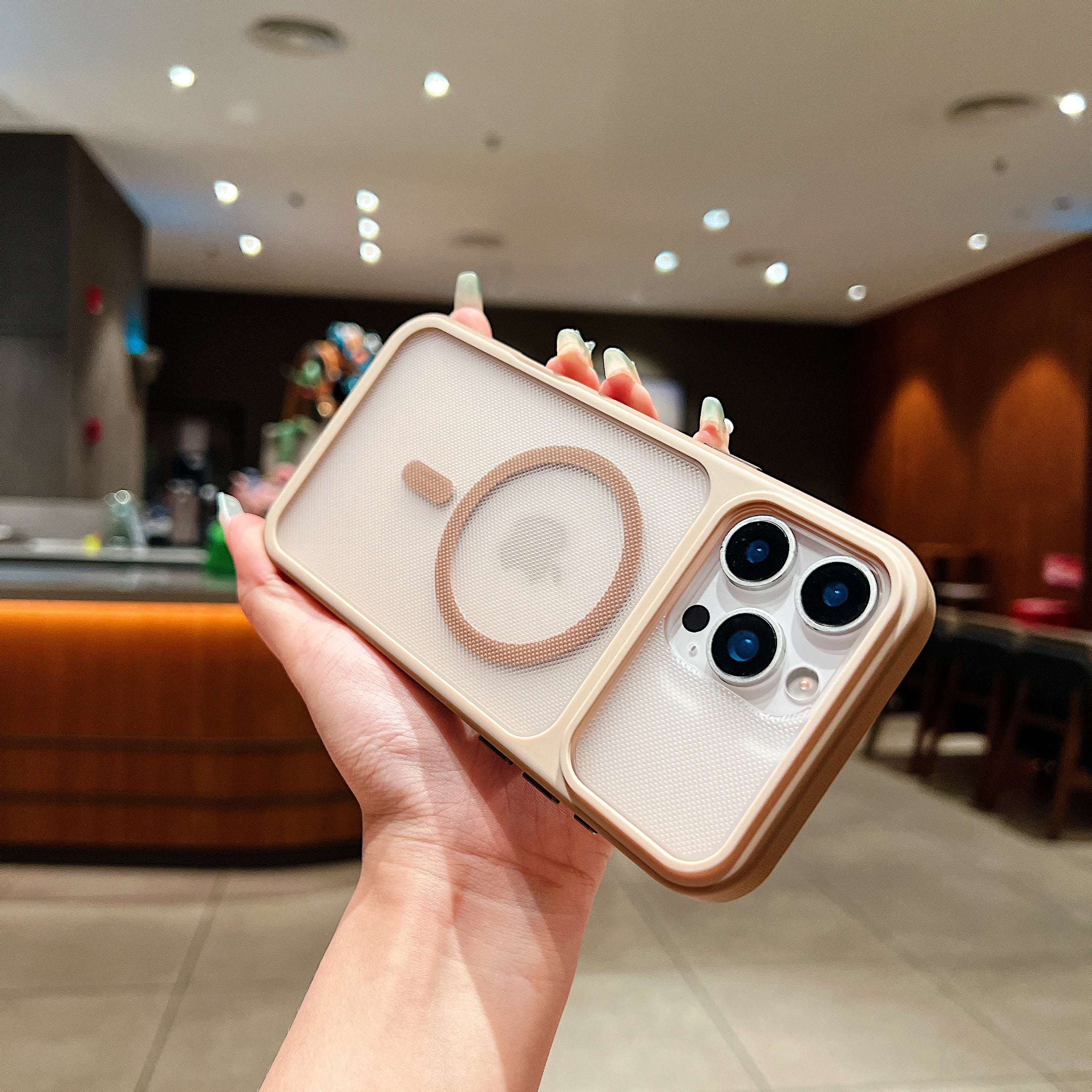 LuxuryKase Hybrid Clear Translucent Case | Matte Dotted Hard PC Back | TPU Textured Grip Frame | Metallic Buttons | Raised Camera Protection | MagSafe Compatible For iPhone - Image 14