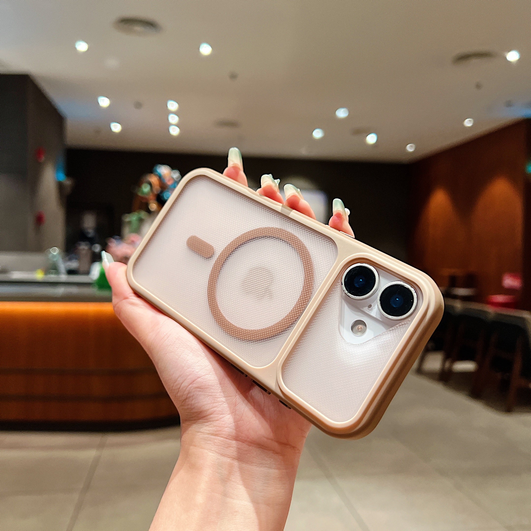 LuxuryKase Hybrid Clear Translucent Case | Matte Dotted Hard PC Back | TPU Textured Grip Frame | Metallic Buttons | Raised Camera Protection | MagSafe Compatible For iPhone - Image 19