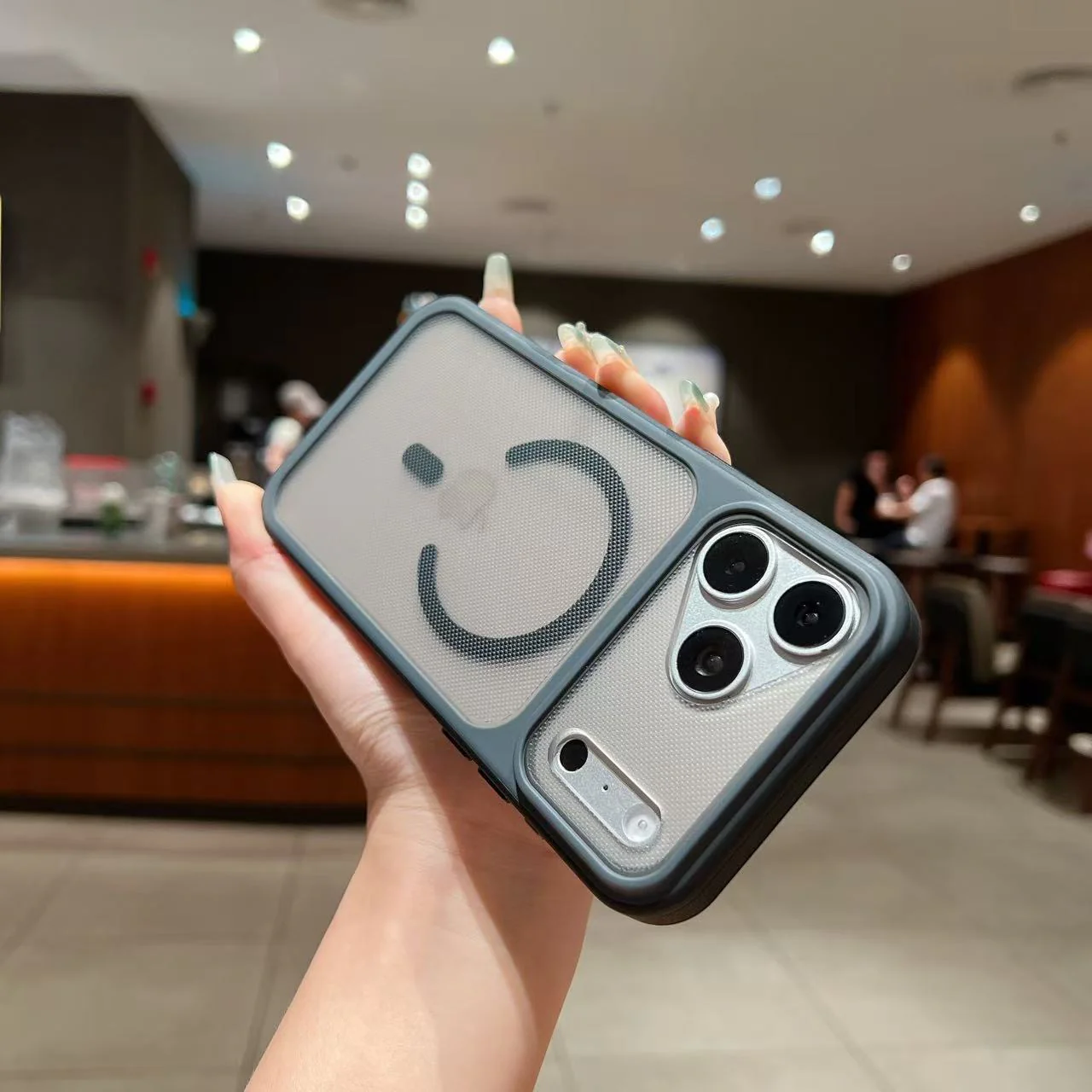 LuxuryKase Hybrid Clear Translucent Case | Matte Dotted Hard PC Back | TPU Textured Grip Frame | Metallic Buttons | Raised Camera Protection | MagSafe Compatible For iPhone - Image 21