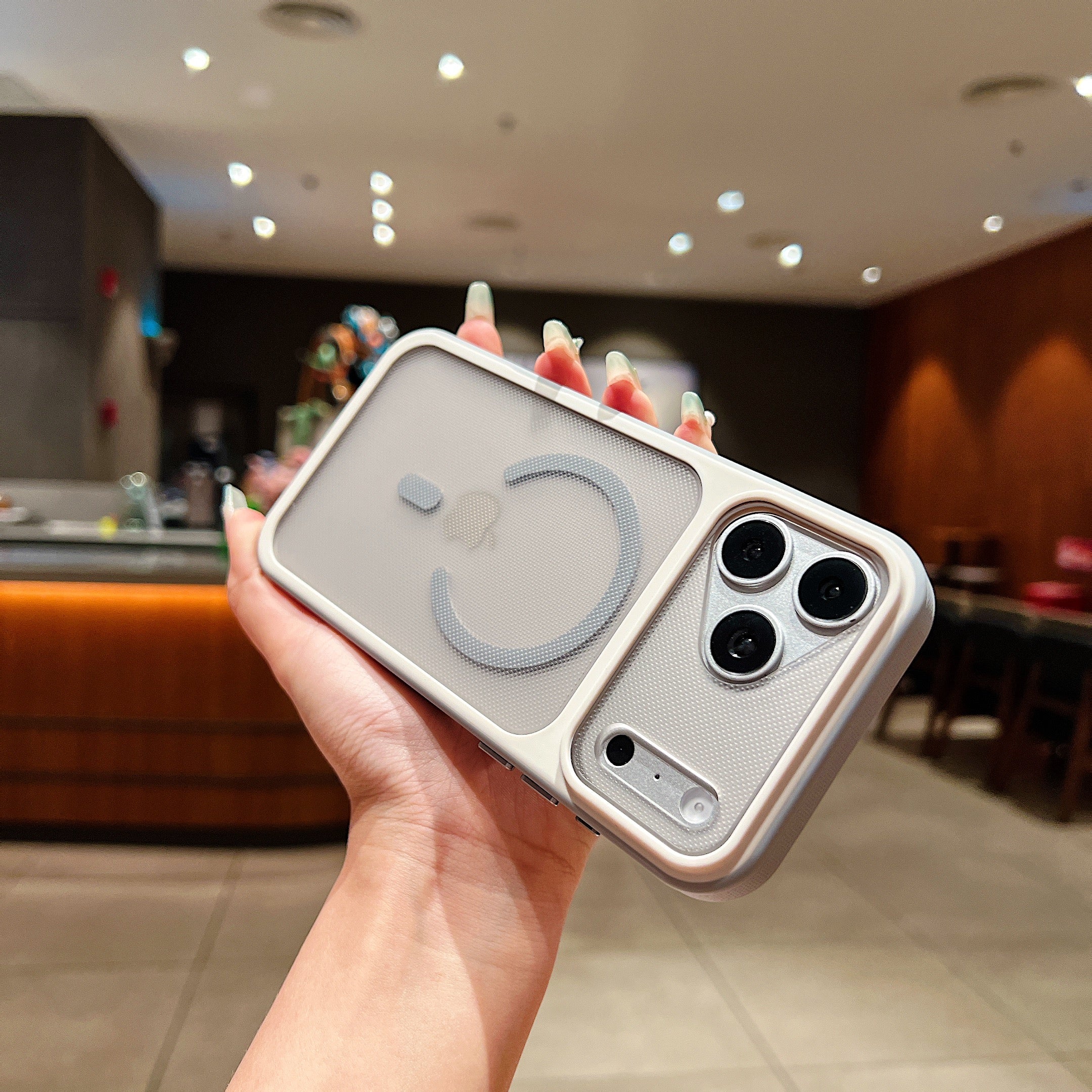 LuxuryKase Hybrid Clear Translucent Case | Matte Dotted Hard PC Back | TPU Textured Grip Frame | Metallic Buttons | Raised Camera Protection | MagSafe Compatible For iPhone - Image 23