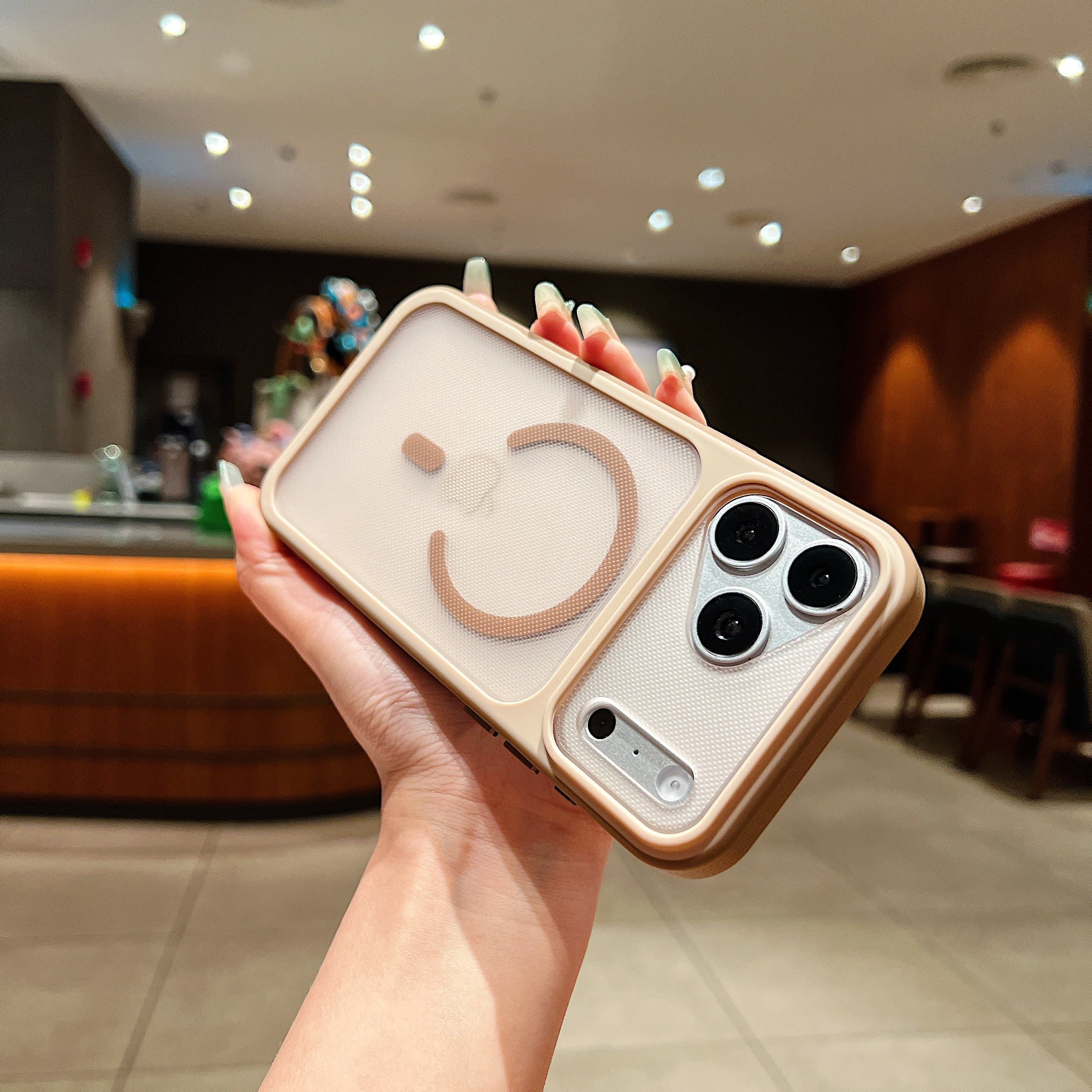 LuxuryKase Hybrid Clear Translucent Case | Matte Dotted Hard PC Back | TPU Textured Grip Frame | Metallic Buttons | Raised Camera Protection | MagSafe Compatible For iPhone - Image 24